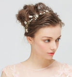 Hair Accessories - Faux Pearl Flower Leaf Wedding Hairband