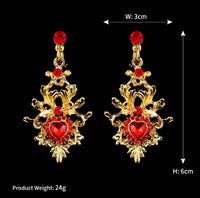 Hair Accessories - Baroque Style with Red Rhinestones Tiara Earring 2 pcs set