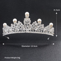 Hair Accessories - Bridal Pearl Rhinestones Crown Tiara