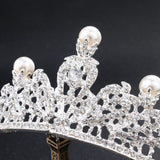 Hair Accessories - Bridal Pearl Rhinestones Crown Tiara