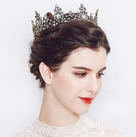 Hair Accessories - Baroque Style Diamond Crystal Full Round Tiara