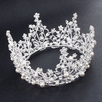 Hair Accessories - Baroque Style Pearl Crystal Tiara