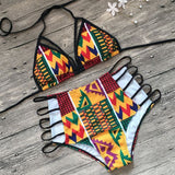 Geometry Print Style Bikini 2 Pcs Set Swim Wear