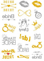 Tattoo Stickers - Bride/Groom team Wedding Party foil stickers Temporary