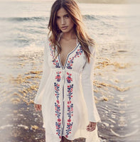 White with Embroidery Beach Clover Summer Dress