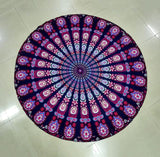 Mandala Peacock Print Round Beach Blanket