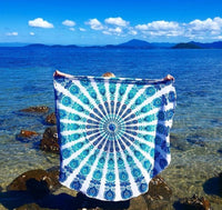 Mandala Peacock Print Round Beach Blanket