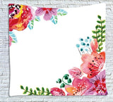Summer Flower Plant Print Square Beach Picnic Blanket