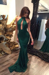 Solid Color Deep V Backless Maxi Length Evening Gown