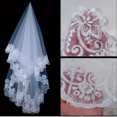 Wedding Veil - Lace Flower Edge Veil