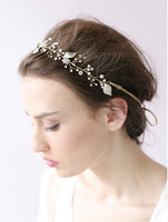 Hair Accessories - Faux Crystal Flower Leaf Wedding Hairband