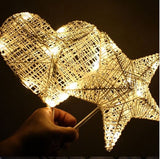 Rattan Woven LED Love Heart or Star Desk Light